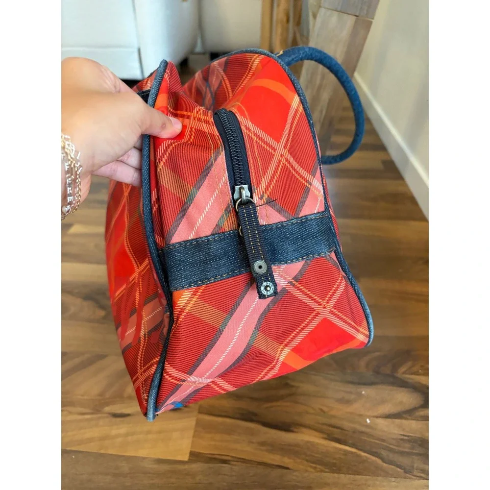 Levis Red Plaid Bowling Bag Denim Handle Logo Satchel bag